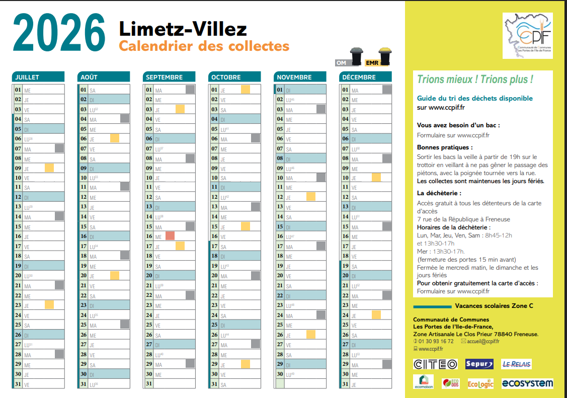 CALENDRIER COLLECTE 2026