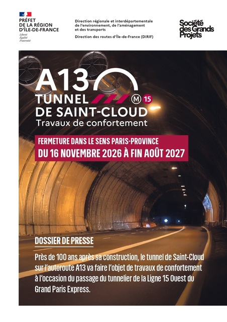 TRAVAUX TUNNEL ST CLOUD A13
